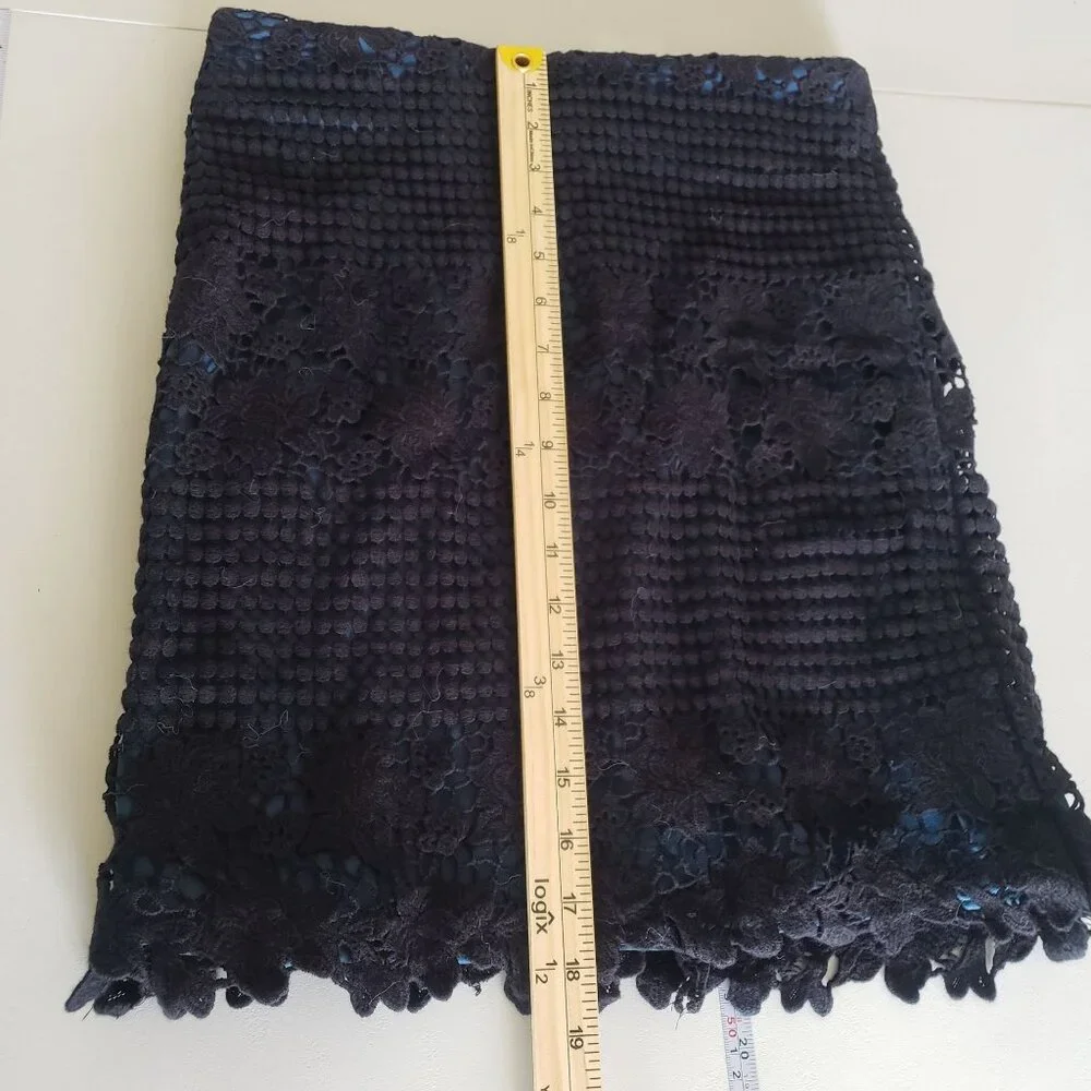 Ann Taylor‎ LOFT Womens Black Lace Straight Skirt Size 2 Office Career Crochet